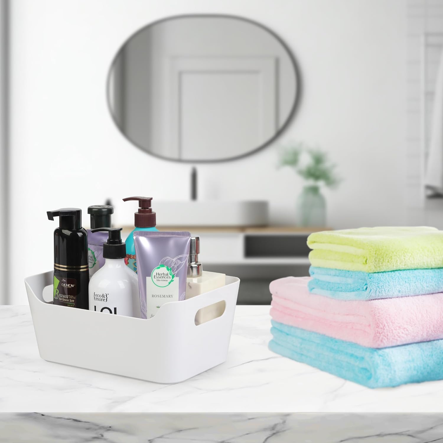 Tiawudi 12 Pack Storage Bins, Plastic Storage Containers, Multi-Use White Organizer Bins for Cabinet, Pantry, Drawer, Closet, Countertop or Shelves - Image 8