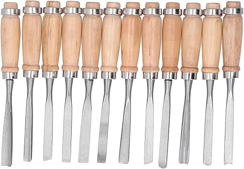 Miniatura 6 de Walfront 12 cinceles de torneado de madera, herramientas de separación de ranuras de madera, accesorios de tallado de carpintería, 8 pulgadas