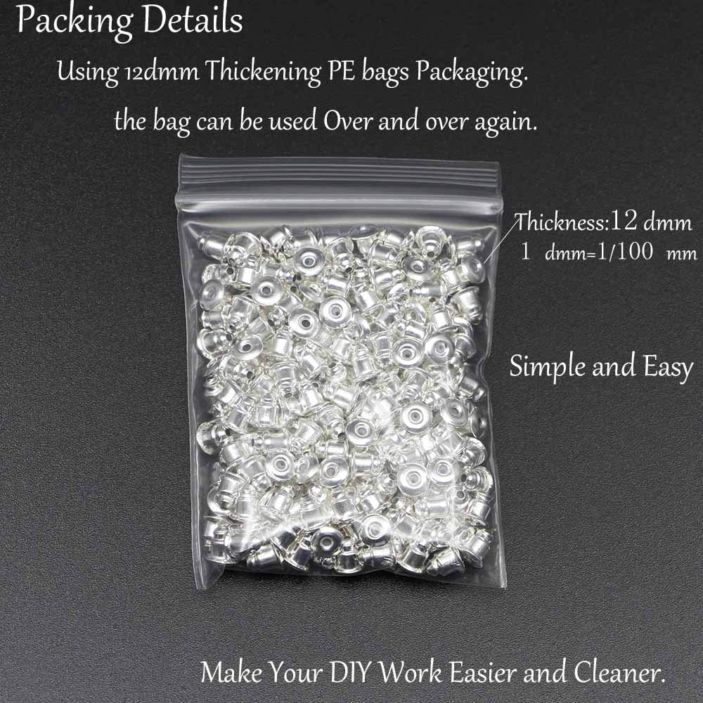 5mm 200pcs Silicone Earring Studs Backs Soft Clear Safety Earing Back Pads Backstops Bullet Clutch Stopper Gun Black Earring Backs Replacement for Hook Earrings (Gun Black)