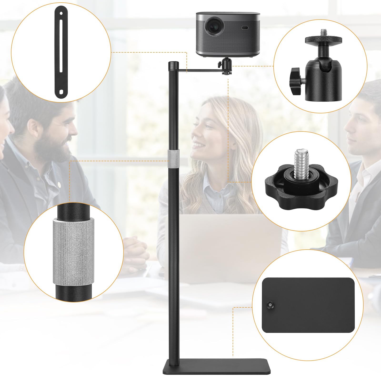 AKOZLIN Metall Projektorhalterung, 360° drehbare Projektorhalterung, höhenverstellbar, verdeckter L-förmiger Bodenständer (Sofa-Stand-Projector-N)