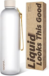 Opard Slim Water Bottle 32oz, Dishwasher Safe Plastic Water Bottle BPA-Free, Leakproof Screw Top, Cream White, Reusable for Travel School Sport Gym Hiking