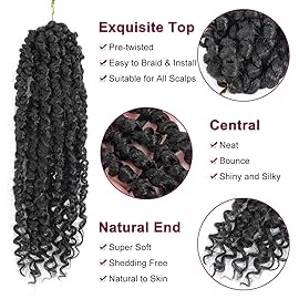 Passion Twist Hair - 8 Packs 14 Inch Passion Twist Crochet Hair For Women, Crochet Pretwisted Curly Hair Passion Twists Synthetic Braiding Hair Extensions (14 Inch 8 Packs, 2)