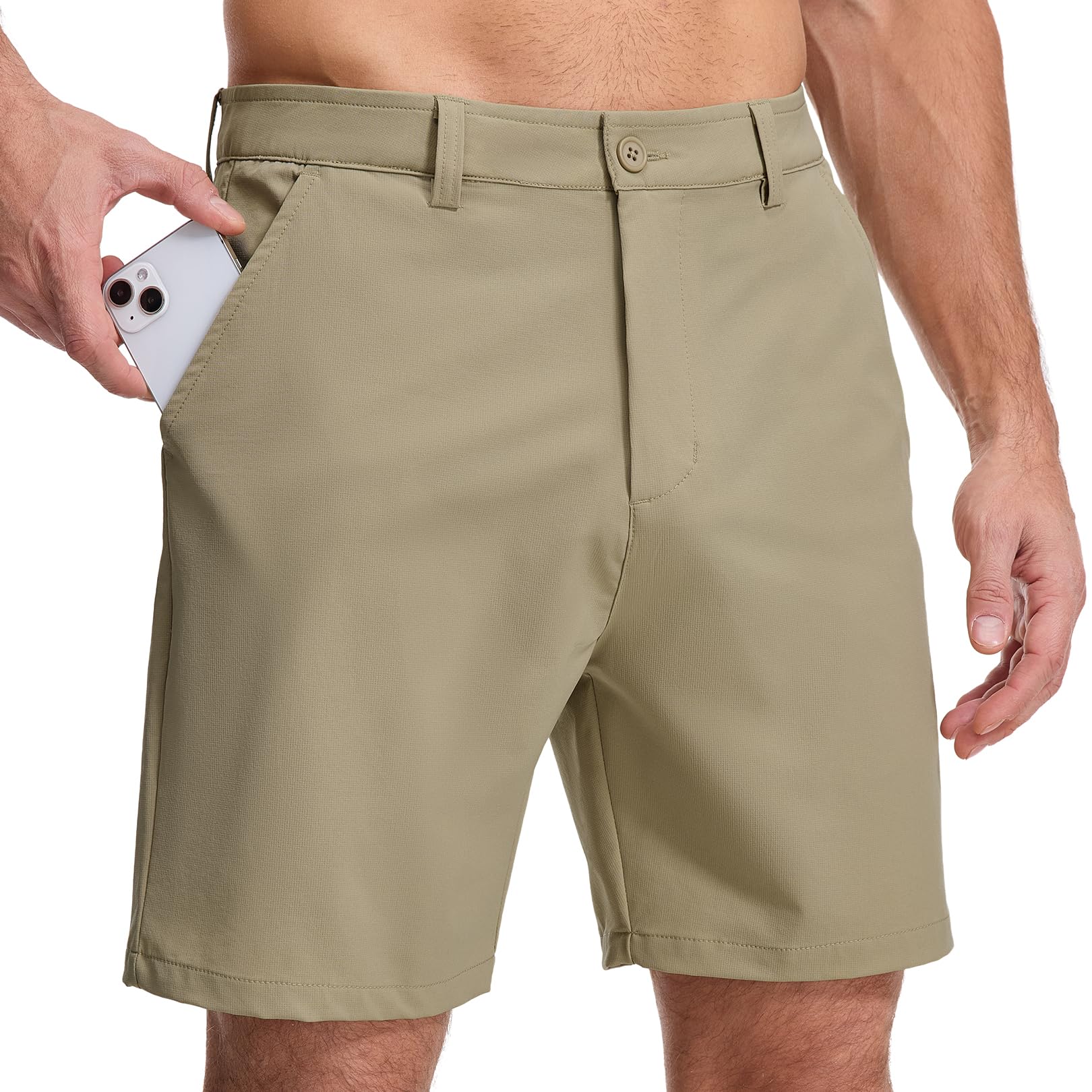 Jessie Kidden Men's Golf Shorts 7" Stretch Quick Dry Hiking Casual Lightweight Work Flat Front Dress Shorts 6 Pockets