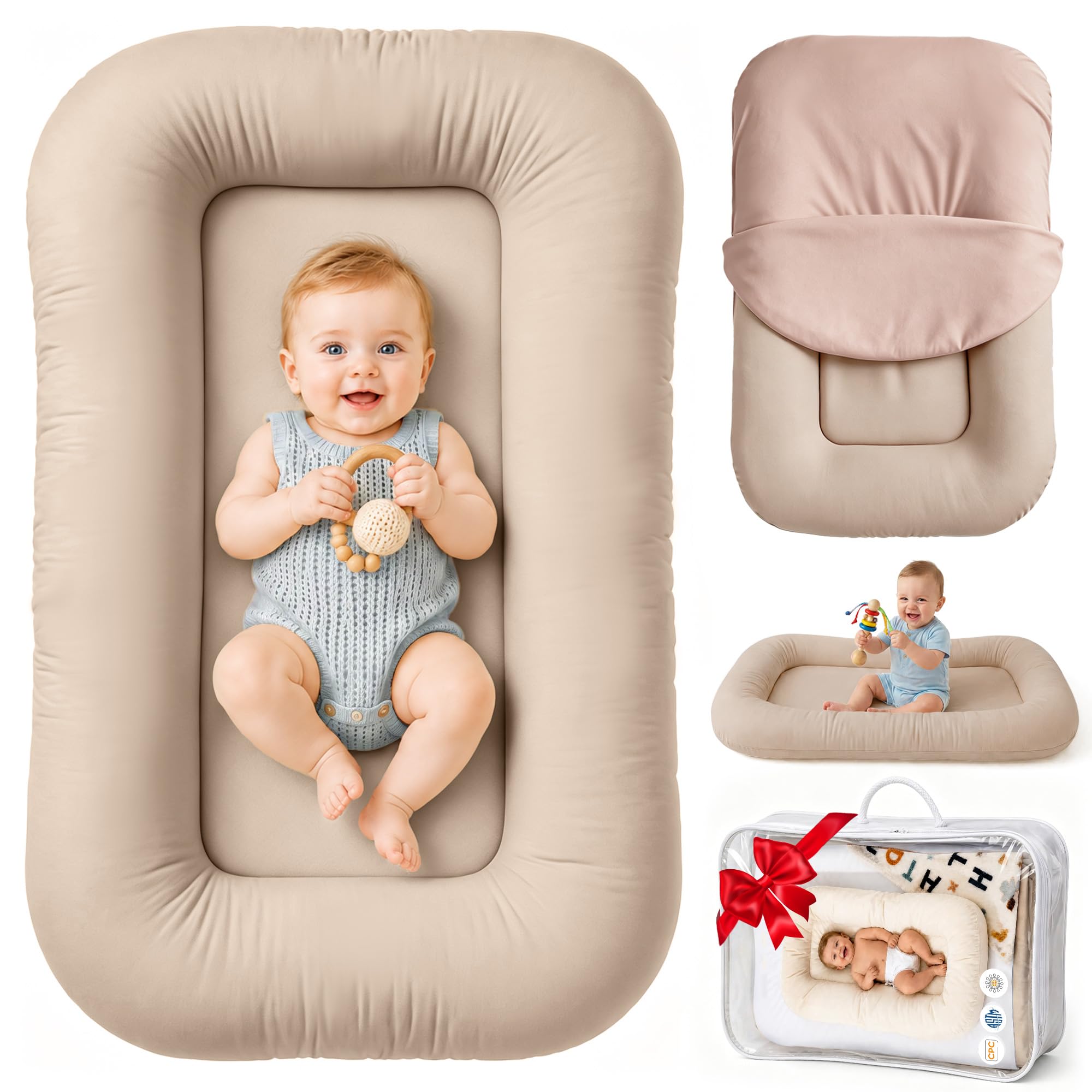 Infant Support Cushion & Baby Support Cushion for Newborn 0-24 Months, Breathable Cotton Pad, Supervised Use, Portable Infant