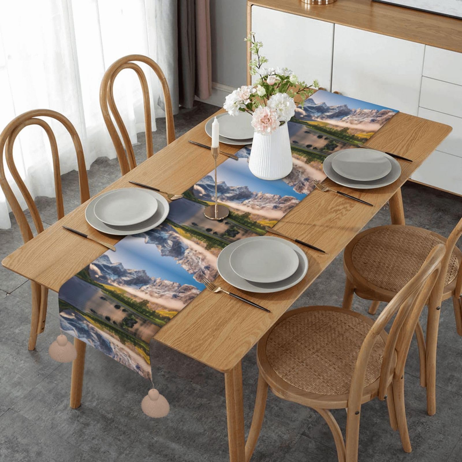 Chemin de table de voyage anti-plis de 152 cm pour Noël et fêtes