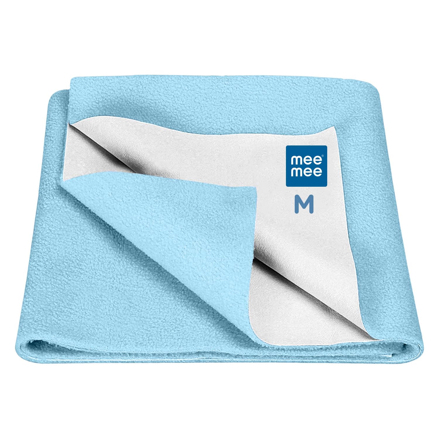 Mee Mee Instadry Cotton Bed Protector Mattress | Ultra-Absorbent Quick-Dry Sheet for Newborns, Soft & Breathable, Reusable Waterproof Cot Sheet for Toddlers, Skin-Friendly- 140x220cm (Blue)-image-1