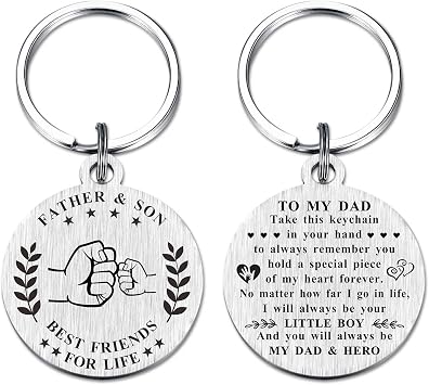 Christmas Keychain for Dad from Son - Best Dad Ever Key Chain - Ill Always Be Your Little Boy Keyring