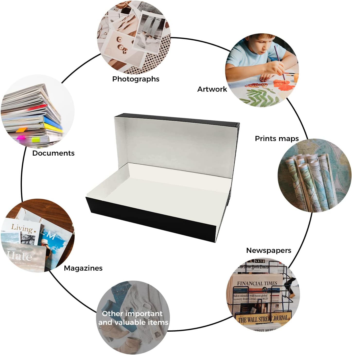 Lineco, 11x17 Black Museum Archival Storage Box, Drop Front Design. Acid-Free with Metal Edge. Protects Picture Longevity, Organize Photos, Documents, Crafts, DIY.