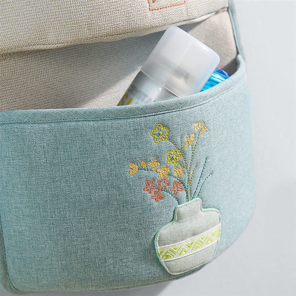 Organisateur de stockage mural de grande capacité Horganiseur sur la porte Poches de rangement en lin en coton Sac de rangement suspendu mignon avec 2 crochets ( Color : Yellow , Style : 7 pockets )