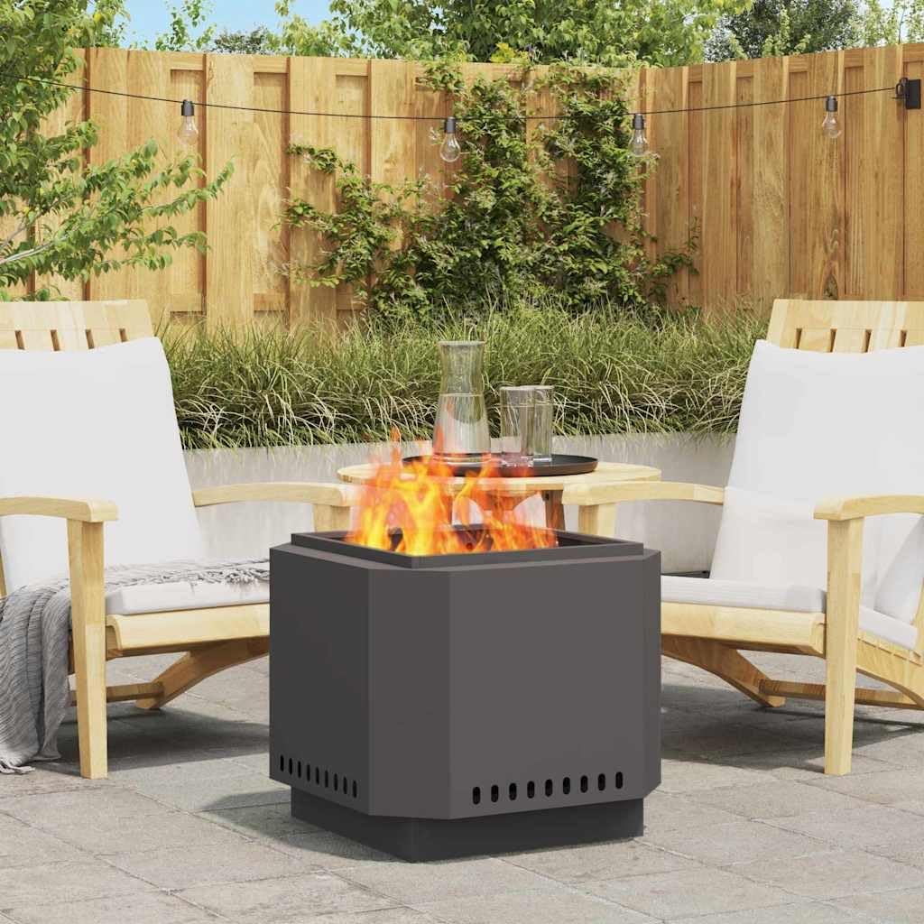 vidaXL Hoguera Sin Humo Negro 58 x 58 x 51 cm Acero Laminado en frío, Hogar Moderno, Calentador Resistente para Patio, Chimenea de Jardín, Punto de Encuentro Social