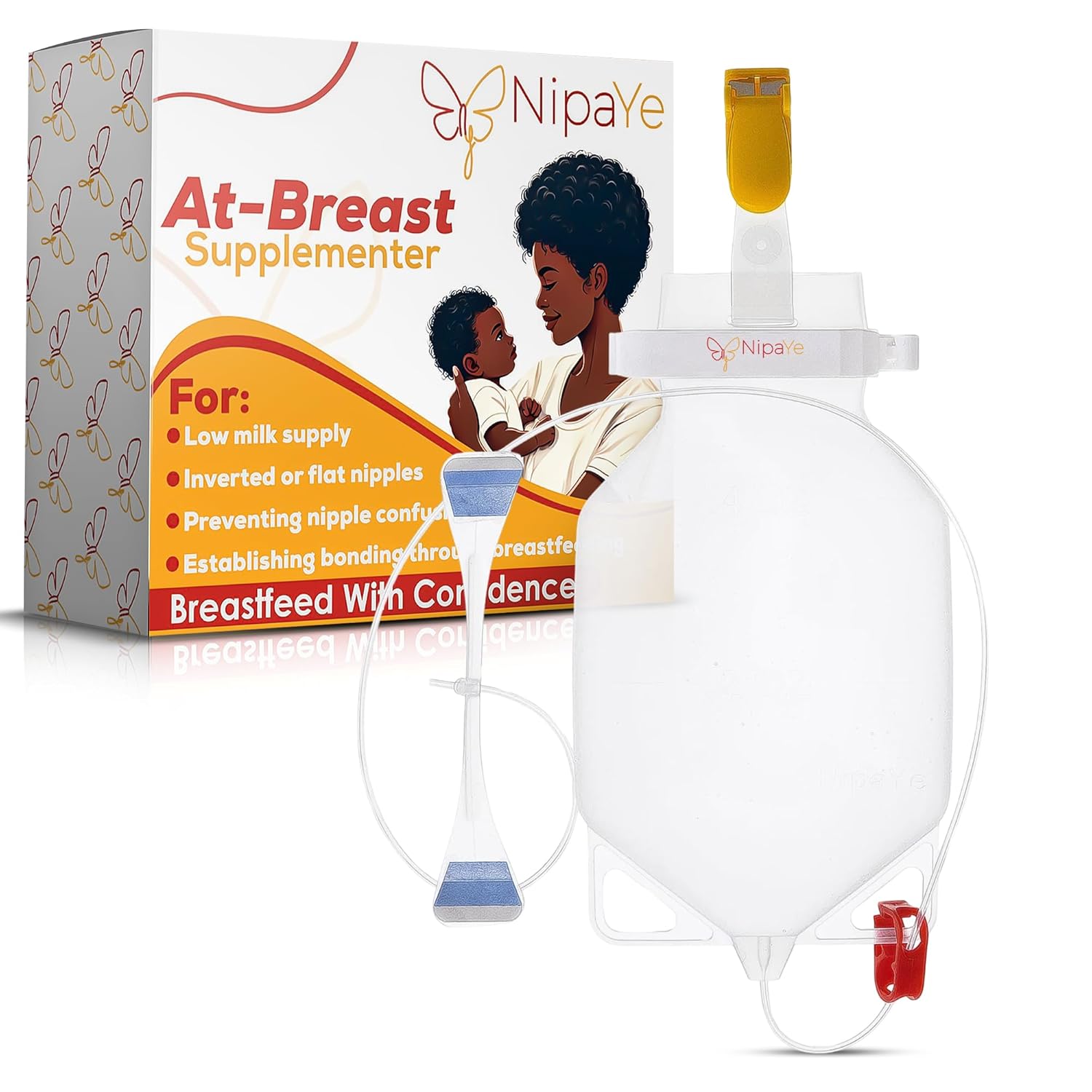 at-Breast Supplementer, at-Breast Feeding, a Must-Have for Mothers Struggling with Breastfeeding and First-Time Moms, No More Feeding Tube Adjustments, Medical-Grade Silicone (2-Pack)