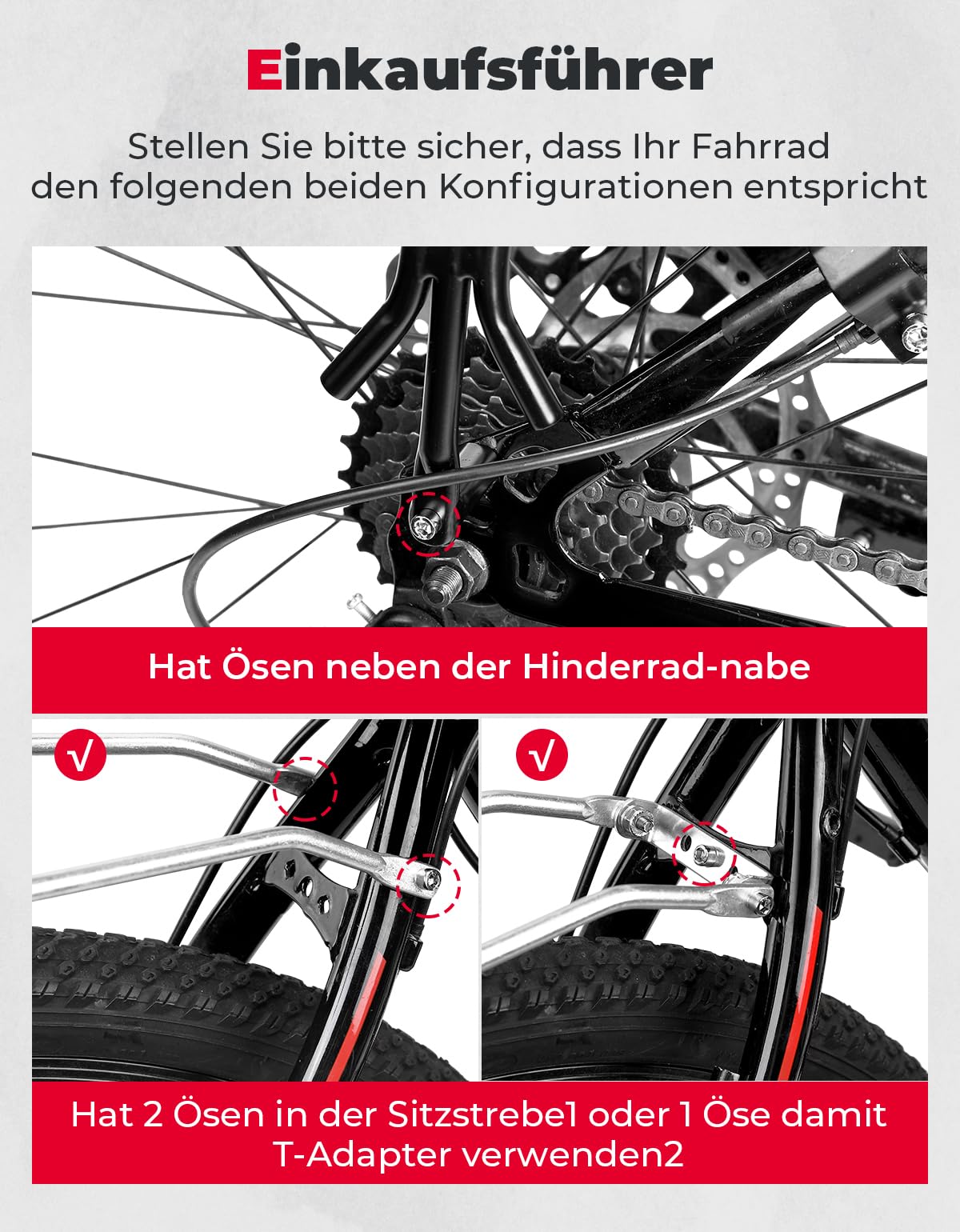 KEMIMOTO Universal Fahrrad Gepäckträger, Gepäckträger Mountainbike, Cube Gepäckträger mit Reflektor, Gepäckträger Fahrrad Hinten mit Schnellspanner für MTB Rennrad