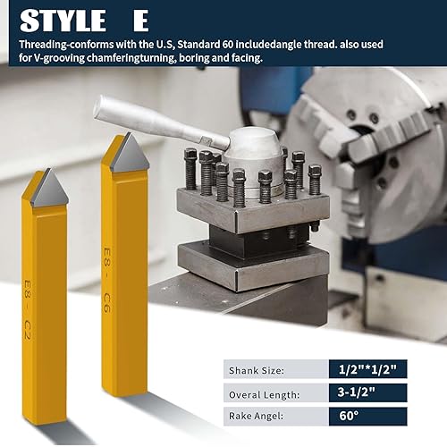 Miniatura 6 de HAowosi 20 herramientas de corte de punta de carburo de 38 pulgadas, herramientas de corte de torno de metal, herramientas de torno de corte de