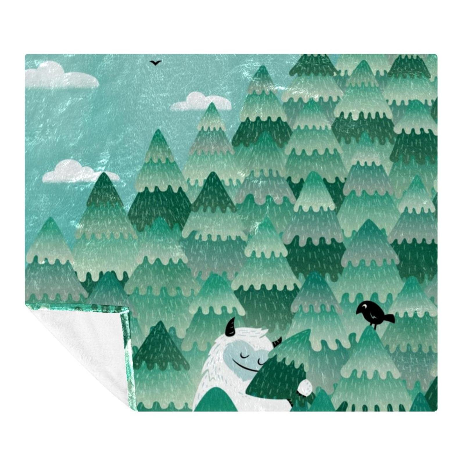 Couverture polaire vert forêt oiseau et joli plaid décoratif pour canapé de chambre