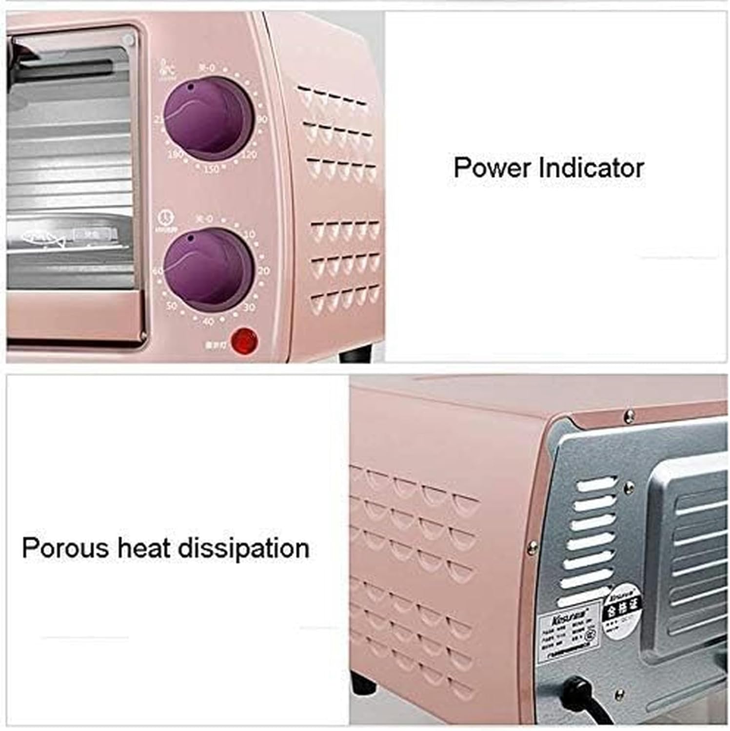 AMNOOL Mini Electric Oven Home Multifunctional Baking Oven Trifle Bread Hob Grill Home Small Baking Cake Pizza Oven 9L Mini Ovens (Color : Pink) Useful-1*