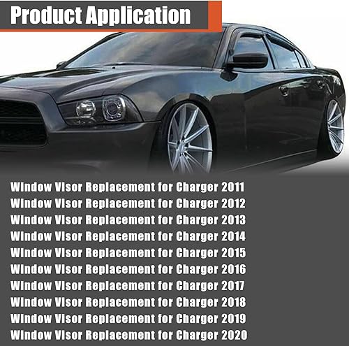 Miniatura 3 de labwork Viseras de ventana de protección solar y lluvia, deflector de ventilación de viento, acrílico negro, repuesto para SRT 2011 2012 2013 2014