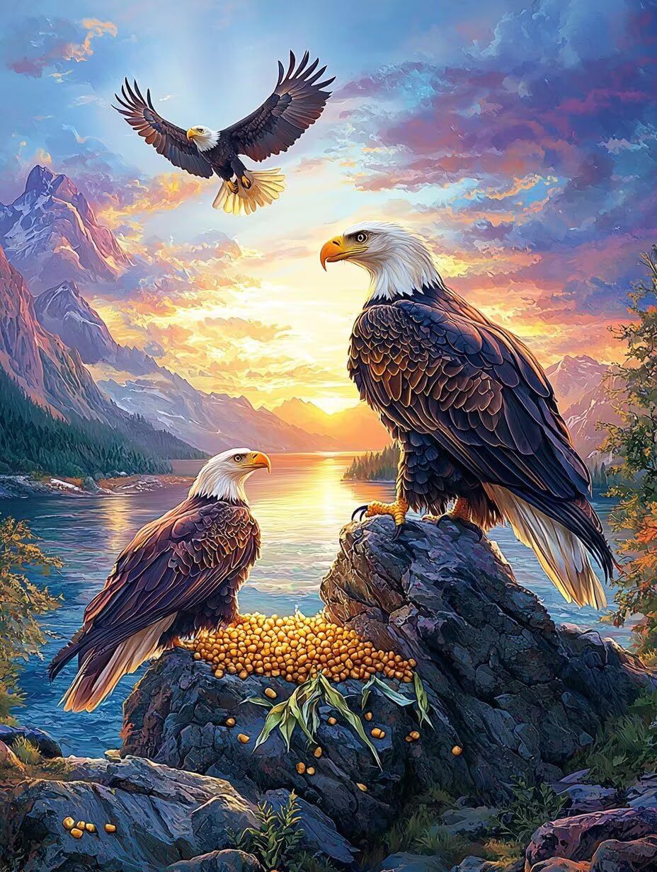 Glslmznq 5D Diamond Painting Kit Completo Vista dell' aquila 90x120cm S-496 | Diamond Painting, Pittura Diamante per Adulti e Bambini, Kit DIY Punto Croce per Decorazione Murale la casa - Regalo