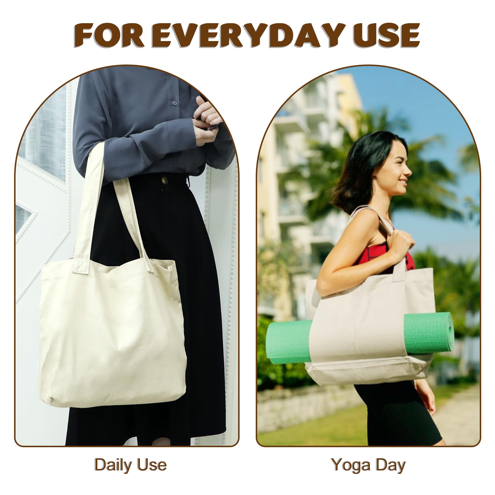 Yogatasche mit Yogamatten-Tragetasche, Pilates-Tragetasche und Yoga-Block für Damen, Segeltuch-Umhängetasche mit Tasche für Fitnessstudio, Büro, Reisen, Strand, Workout, Sport, passend für alle