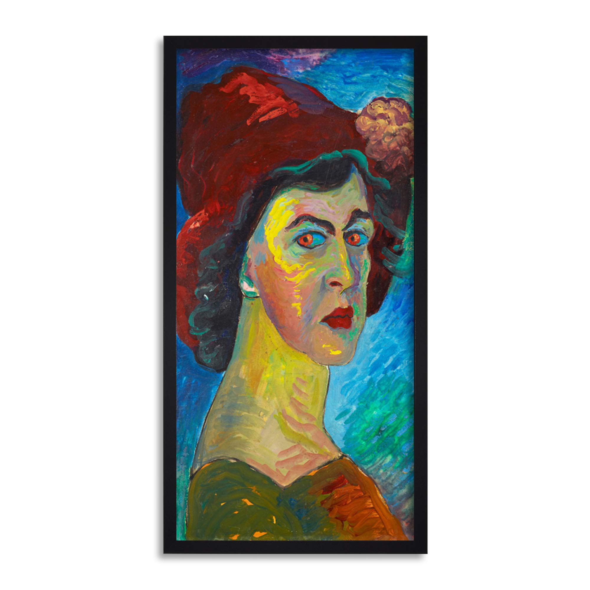 Werefkin Marianne Von Selfportrait I Painting Long Framed Art Print Wall Poster 25x12 inch