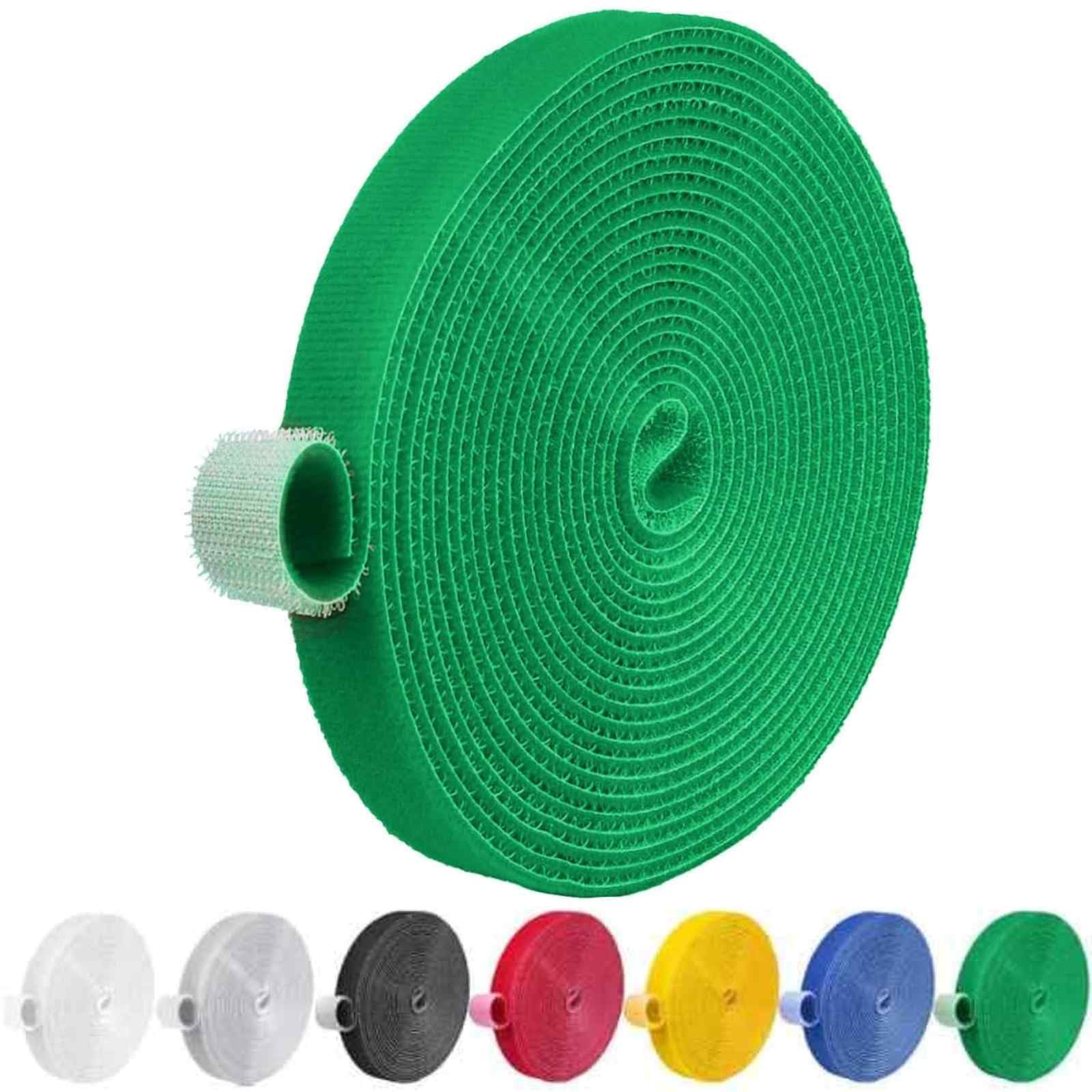 IFNOW 32FT Reusable Fastening Tape Cable Ties Double-Sided Hook-and-Loop Cable Management Tape Strength and Durability 0.4''/Width (1, Green)
