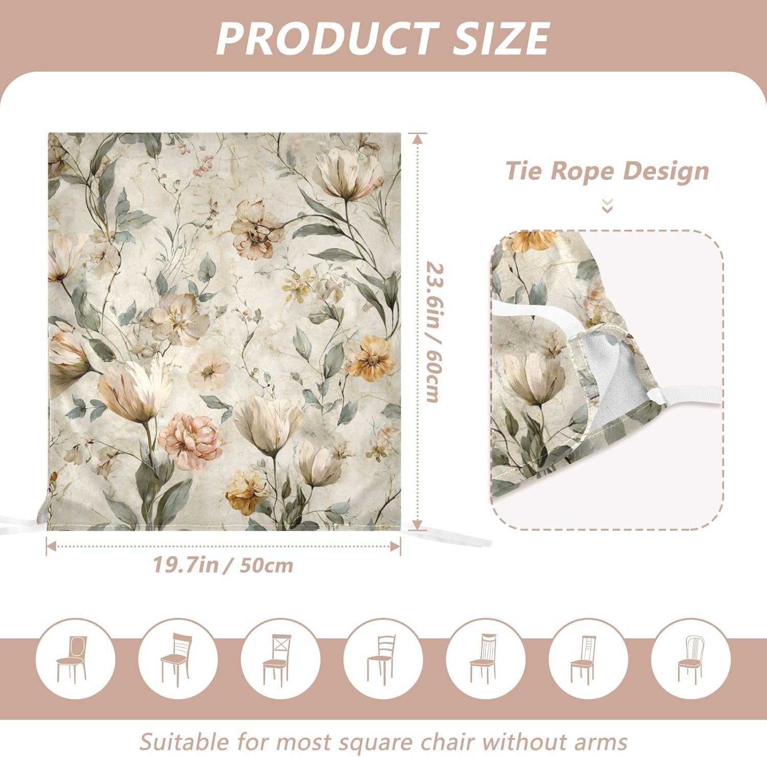 ALAZA Spring Tulips Flowers Chair Back Cover Set of 6, Washable Reusable Removable Chair Slipcovers Decorative Chair Cover for Home Kitchen Wedding Party