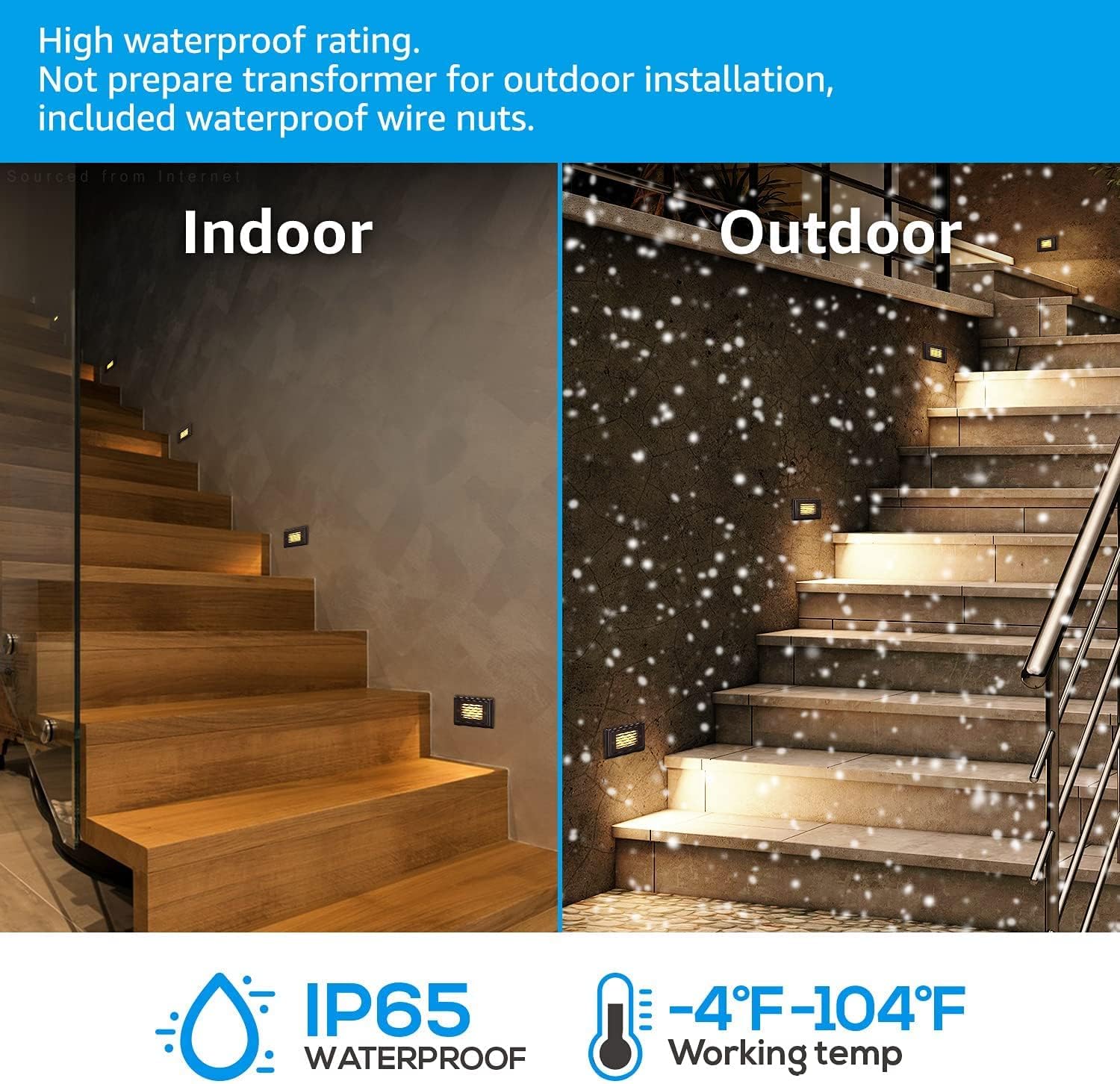 LEONLITE LED Step Lights, Indoor & Outdoor, IP65 Waterproof, 120V Landscape Stair Lighting Aluminum, 3000K Warm White, Oil Rubbed Bronze, 30000hrs Lifespan, Pack of 6 - - 