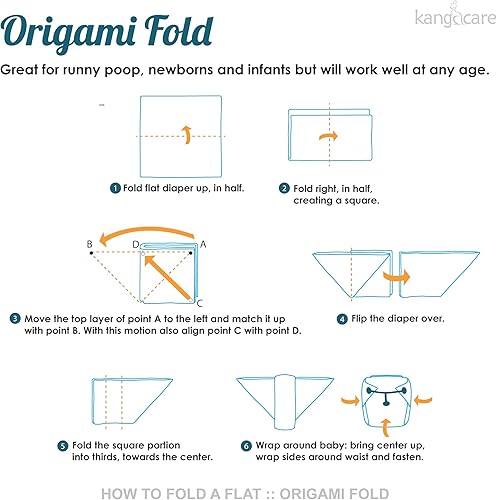 Miniatura 5 de Kanga Care Pañales reutilizables sin blanquear Birdseye 70% rayón de bambú 30% algodón plegable plano (6 unidades) talla única 4-35+lbs