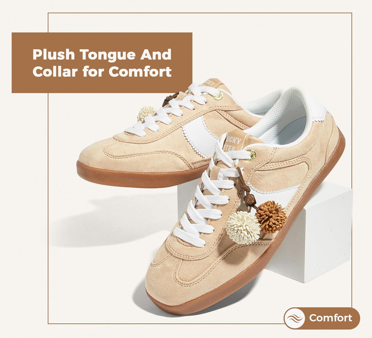 LUCKY STEP Women Classic Retro Sneakers Fashion Gum Sole Casual Faux Leather Walking Shoes Anti Slip Comfortable Tennis Trainers - Image 7