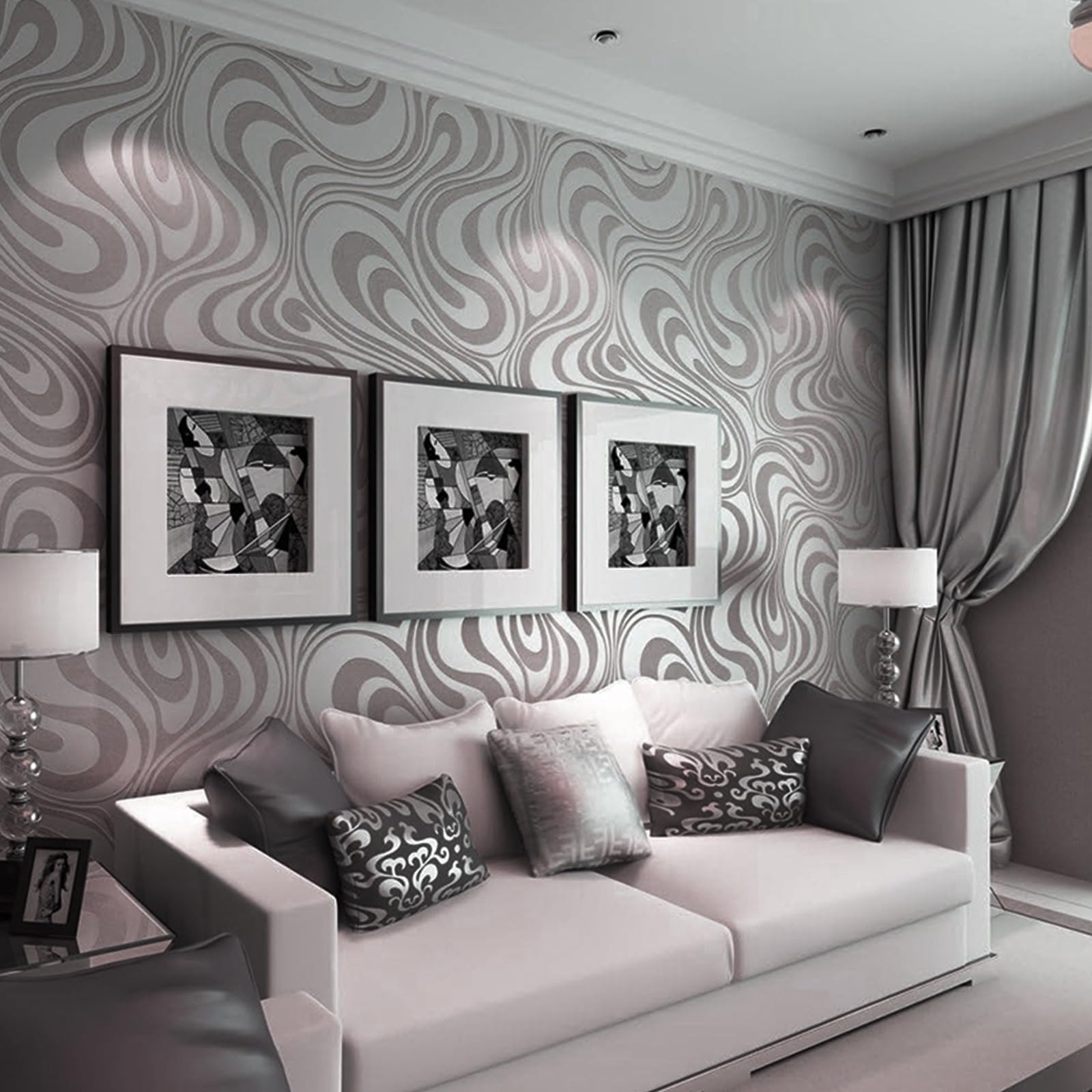 Modern Dark Gray Abstract Stripe Wallpaper Geometric Wallpaper Murals Galaxy Glitter Textured Wall Paper Roll for Living Room Bedroom Adults Teenager Feature Wall