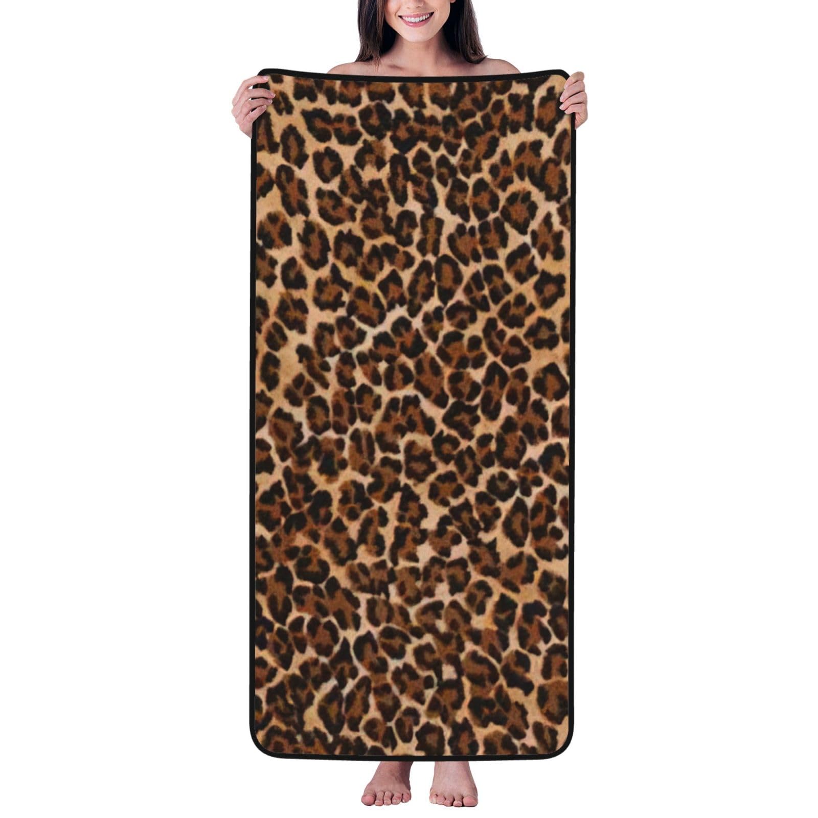 JBJGKHLP Leopard Pattern Print Women Men Couples Coral Velvet Bath Towel Ultra-Soft For Home Bathroom Travel