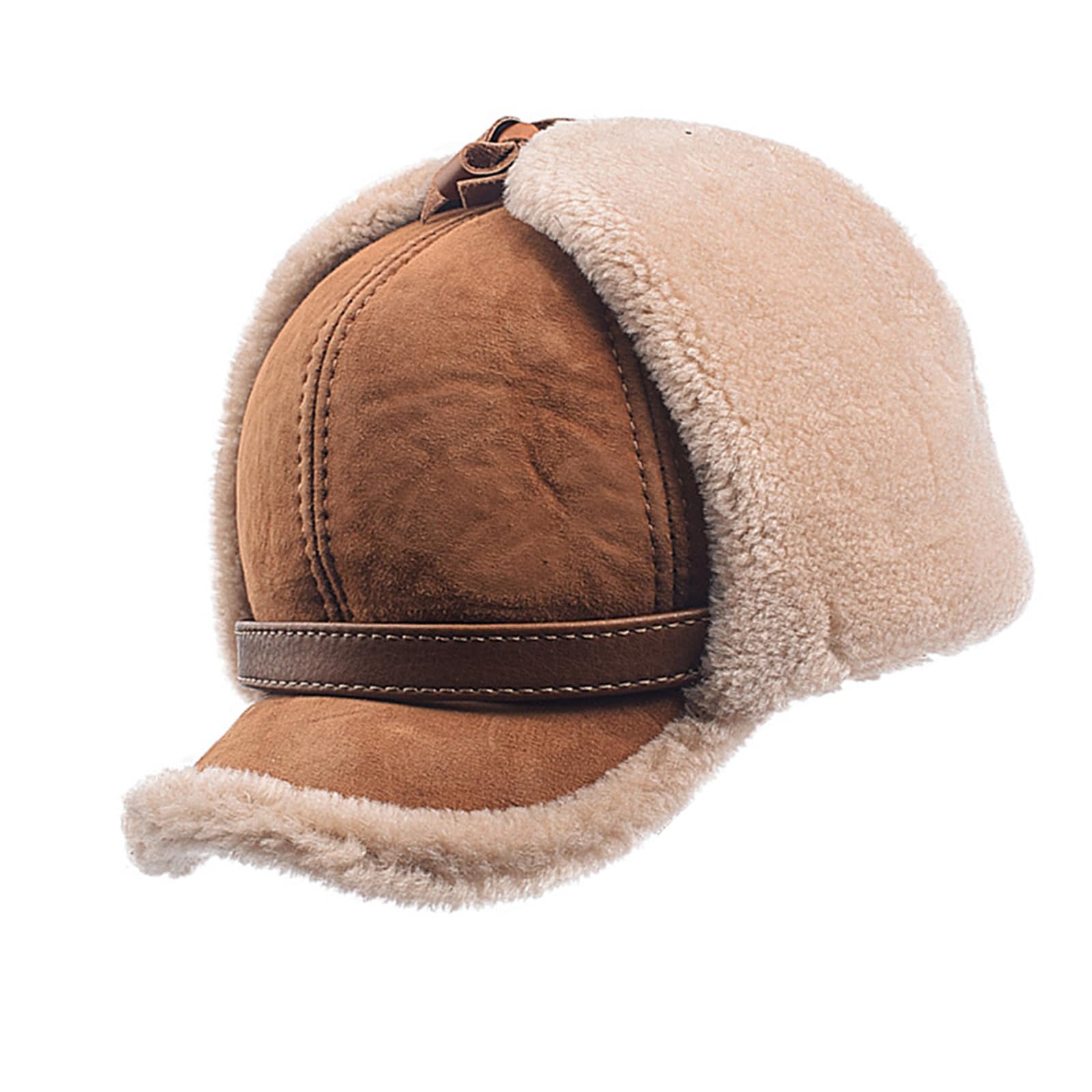 Gorro de lana de oveja gruesa térmica, unisex, para deportes al aire libre, cómodo protector de oídos, béisbol, nieve, senderismo, gorro