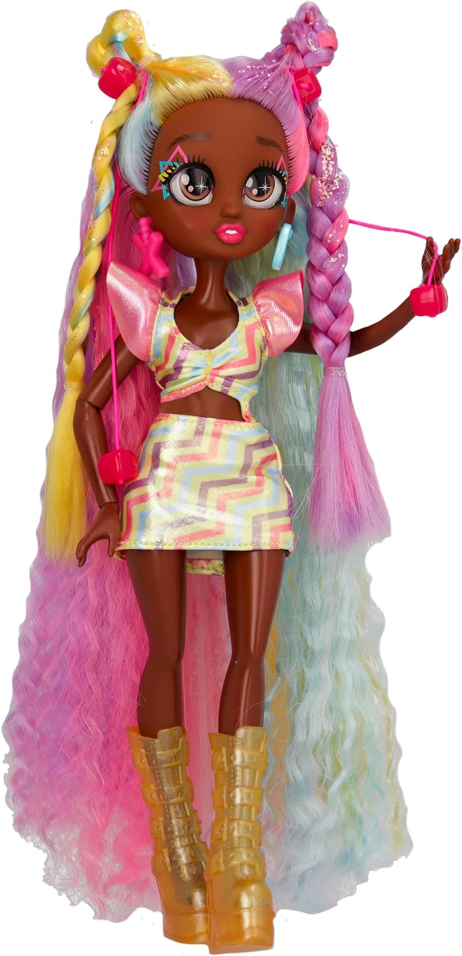 IMC Toys VIP Girls Hair Makeover Evelyn Fashion Doll with 11" Colorful Long Styling Hair and 5 Accessories Fashion Toy, Girls and Boys Ages 5 and Up, 10 Inch Doll