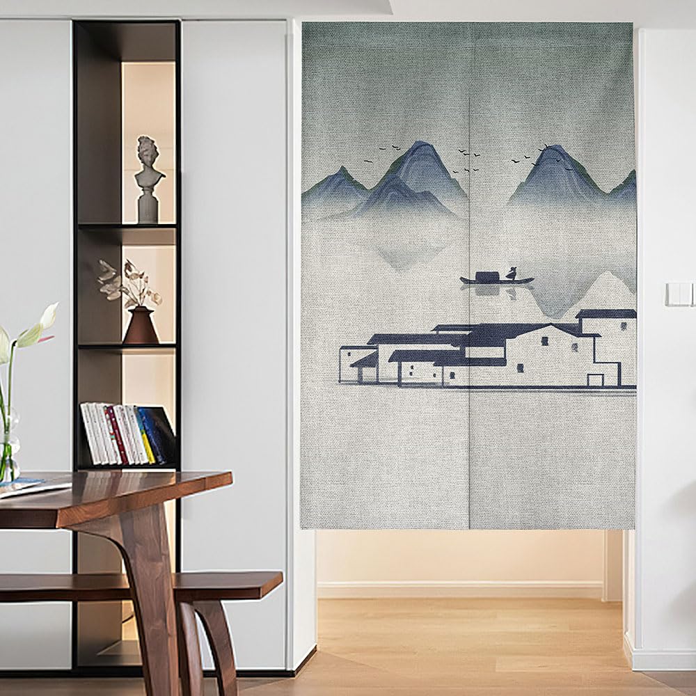 Rideau Japonais Noren En Coton-lin 100x180 Cm - Séparateur De Porte Décoratif Pour Cuisine, Chambre, Restaurant