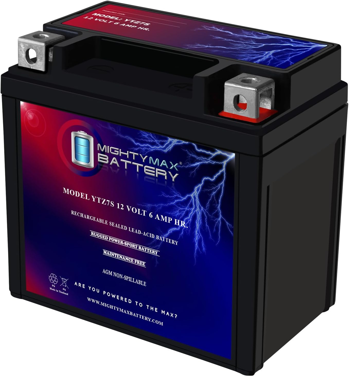 Mighty Max Battery YTZ7S 12V 6AH Replacement Battery compatible with KTM 450 SX-F, XC-F, XC-W 09-10