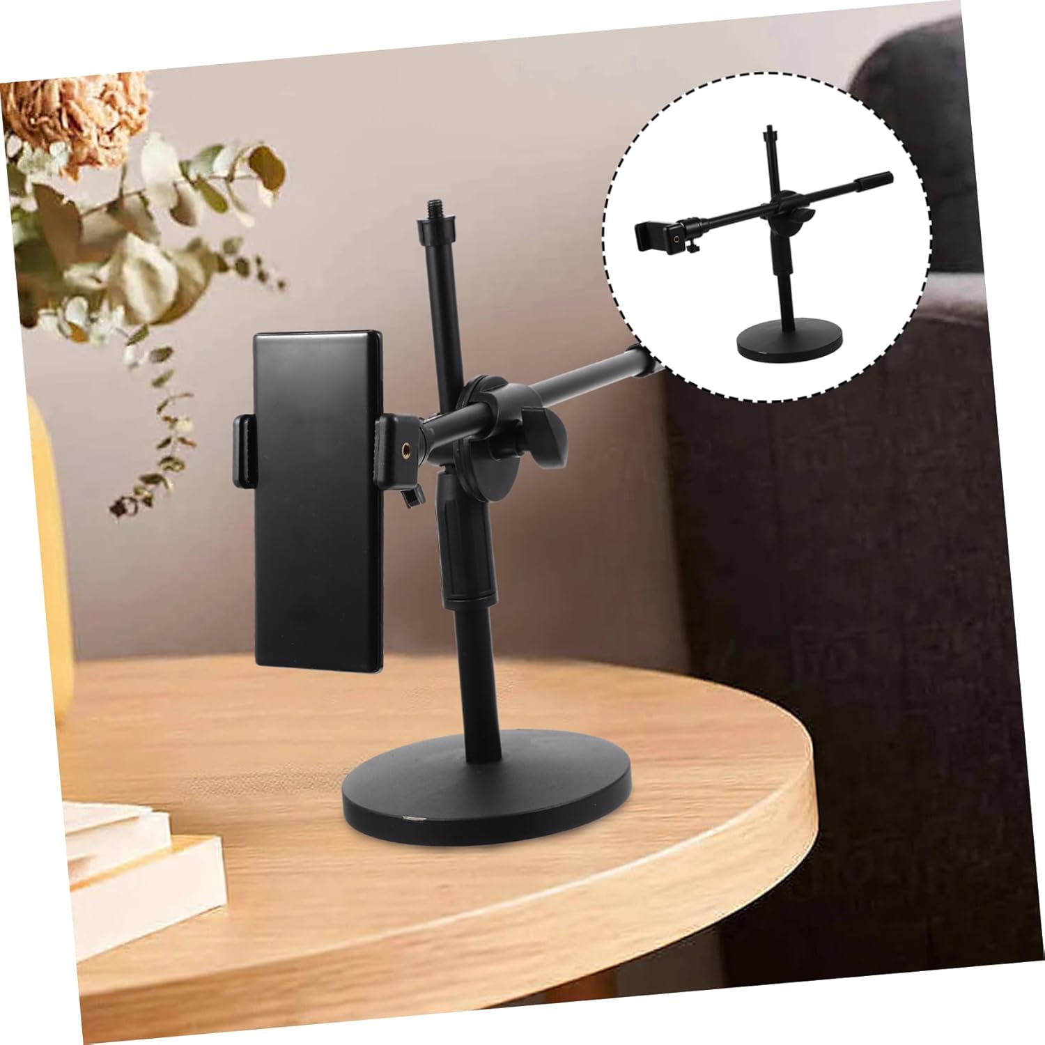Overhead Phone Stand Rotation Mount for Live Broadcast Video Recording Document Display and Teaching Stable Base for Desk Use