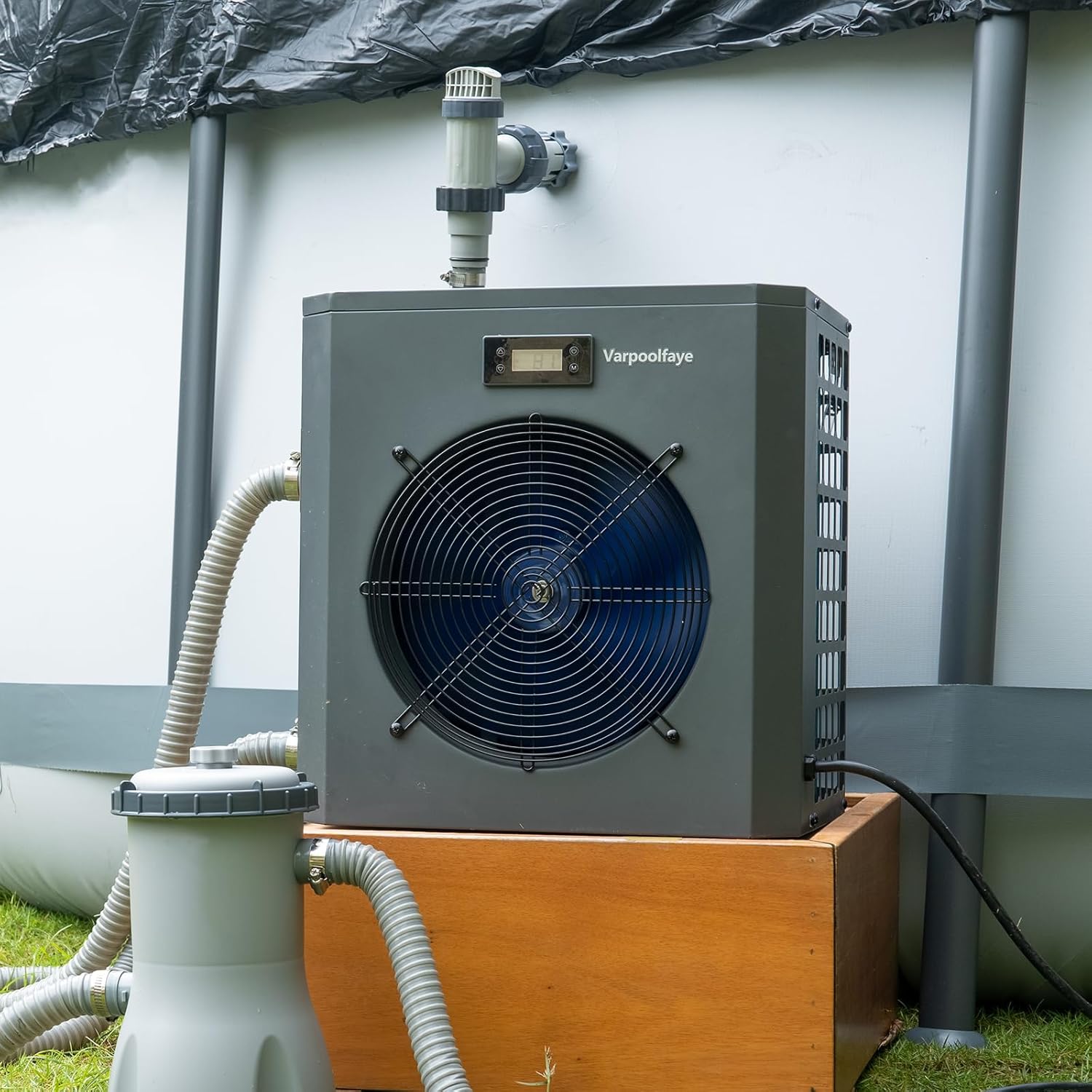 16000BTU Swimming Pool Heat Pump, 5000 Gallon Electric Pool Heater Above and Inground Pool,WiFi App Control, Heating or Cooling Pool Heater 120V/60Hz