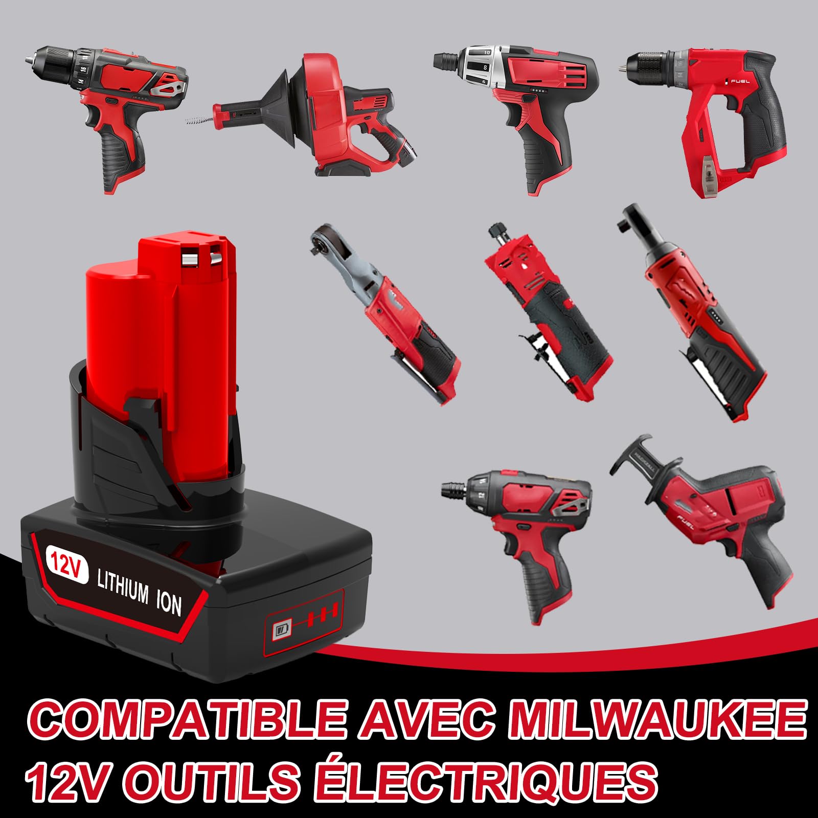 Batterie de Rechange 12V 6,5Ah pour Milwaukee