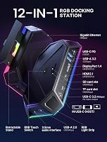 Docking station JSAUX RGB 12 în 1 pentru Steam Deck OLED, ROG Ally, Legion Go, 4K 120Hz, HDMI, DP, Gigabit Ethernet, USB-C 3.2, USB-A 3.2/2.0, SD, TF, 3.5mm, negru 2