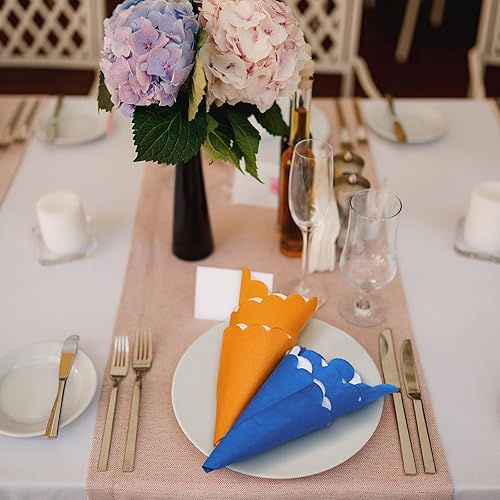 Miniatura 110 de Zhanmai Paquete de 100 servilletas de cóctel de 5 x 5 pulgadas, servilletas festoneadas de papel de color degradado con bordes festoneados, almuerzo