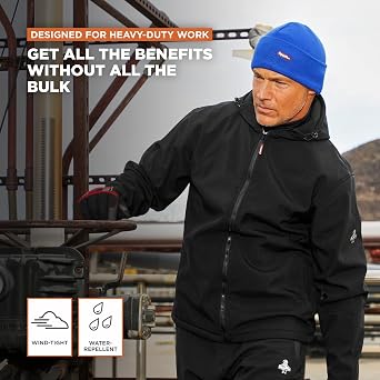 RefrigiWear Lightweight Water-Resistant Warm Insulated Softshell Jacket with Hood