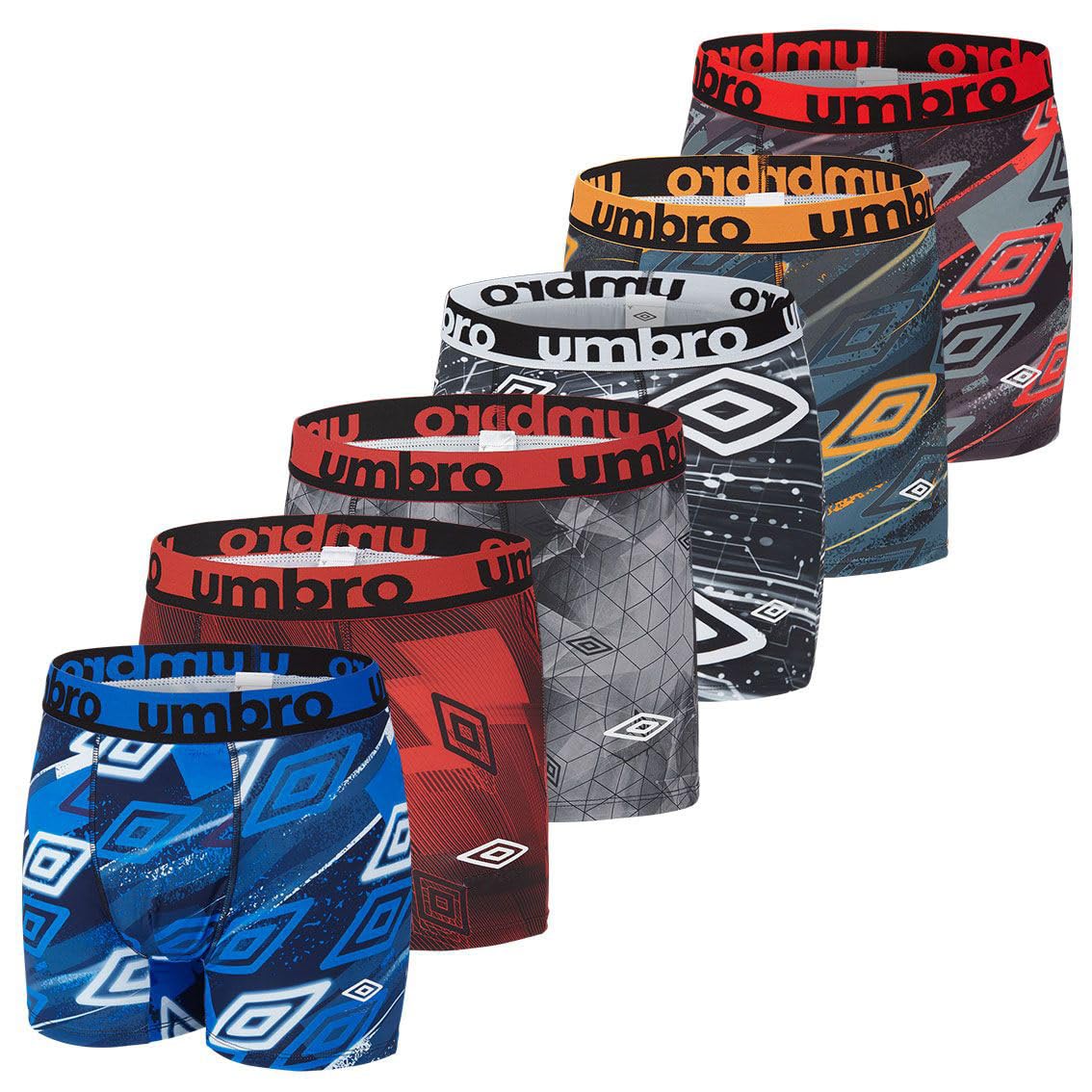 Umbro Pack Surprise Boxer Homme Ajustement Parfait, Calecon Modèle Aléatoire, Respirant, Liberté de Mouvement et Maille Aérée (Lot de 6)