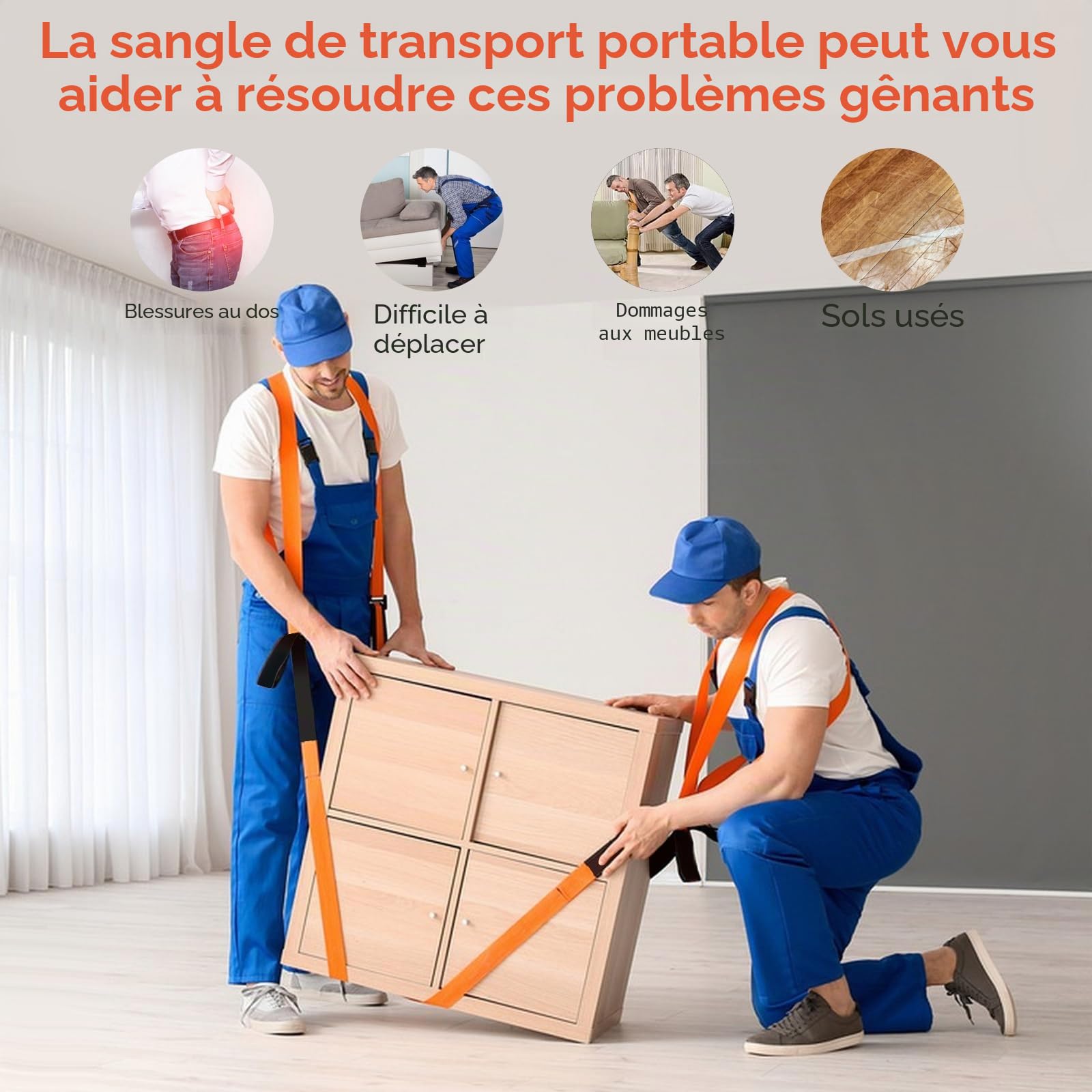 Sangles de Déménagement et Levage, Sangle Portage demenagement Sangle Transport Meuble 2 Personnes, Sangles de Manutention, Levage Jusqu'à 300kg, pour Appareils Meubles Déménageur de Machines