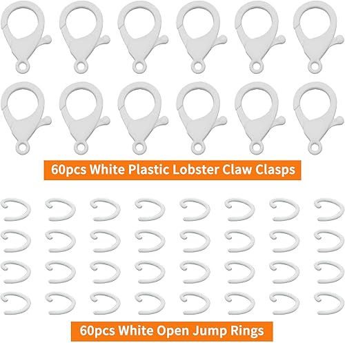Miniatura 9 de 120 cierres de pinza de langosta de plástico para la fabricación de joyas, gancho multicolor de langosta con lindo cordón, ganchos a presión, clips