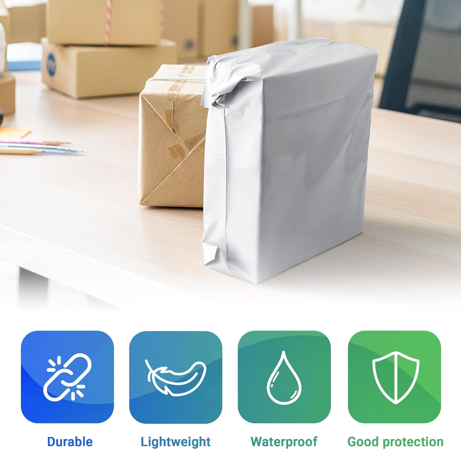 Poly Mailers 10 x 13 Inch with 2 Inch Gusset, 2.5 Mil White Shipping Bags, Self Seal Lip Tape, Expandable Mailing Envelopes for Clothing and Packaging, 1000 Pack