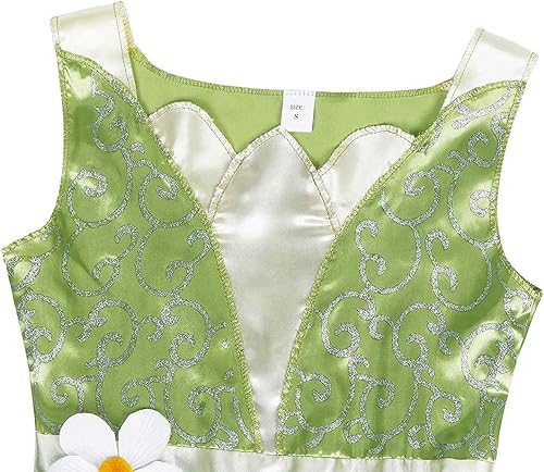 Miniatura 4 de WonderBabe Vestido de princesa de rana verde para niñas, Halloween, fiesta de cumpleaños, cosplay, trajes con accesorios