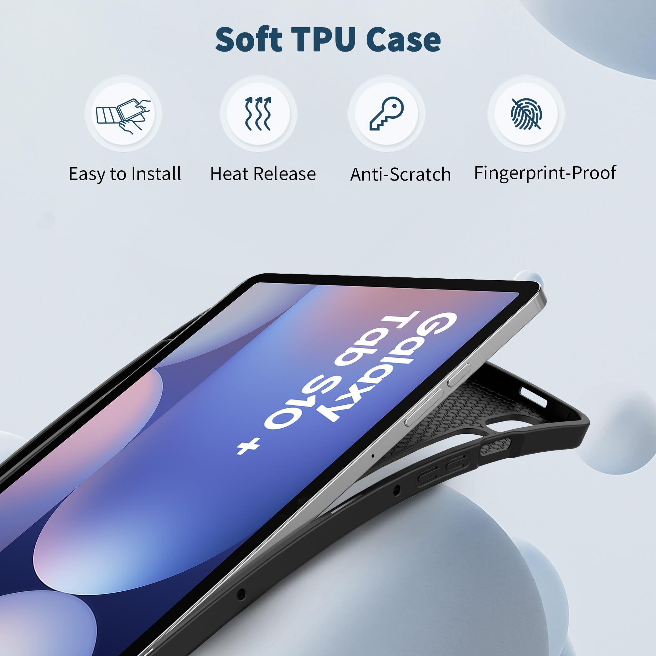 EasyAcc Etui do Samsung Galaxy Tab S10+, Galaxy Tab S9 FE+/S9 Plus 12,4 cala z uchwytem S Pen - ultra cienkie z funkcją stojaka Slim PU skórzane etui ochronne, niebieskie gwiazdy
