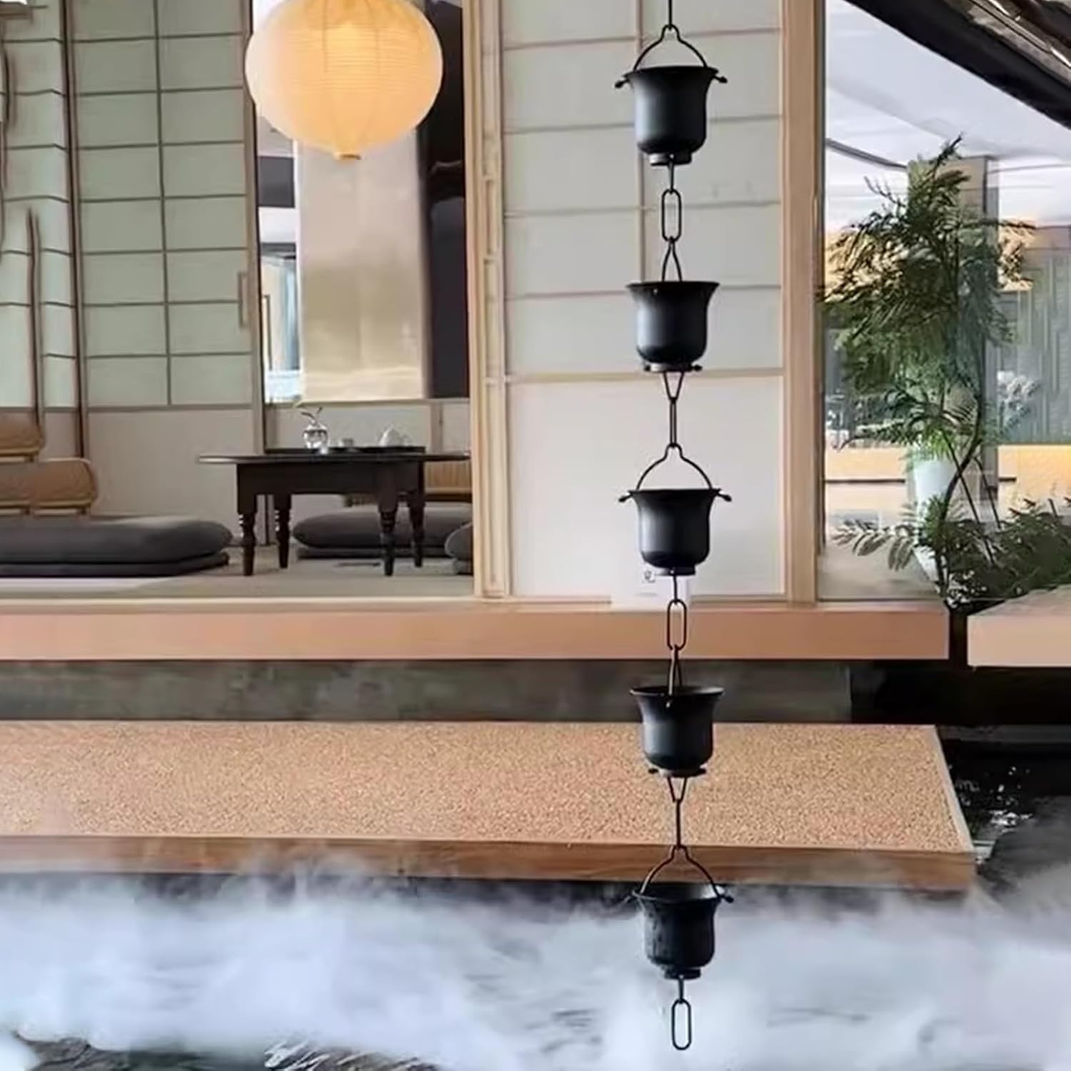 Rainwater Chain，Drainage chain Style Rain Collector Cups for Courtyard, Aluminum Rain Gutter Chains Downspout,(200cm (6.5ft))