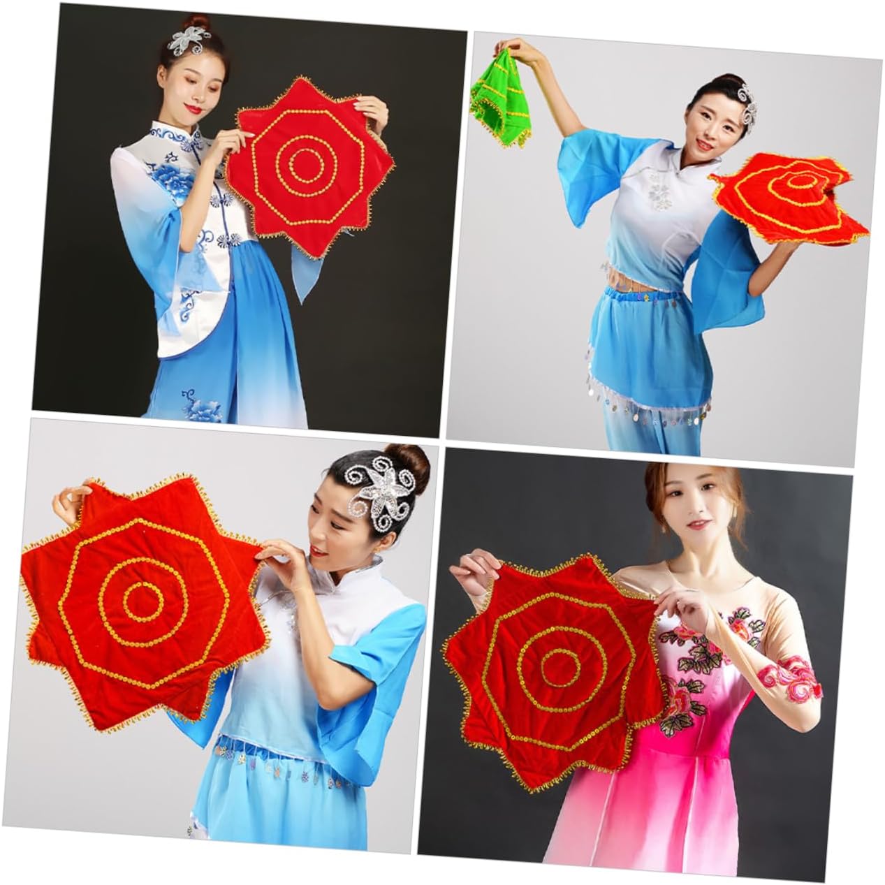 2pcs Performance Handkerchief Men Dance Handkerchiefs Chinese Style and Rotating Flower Design
