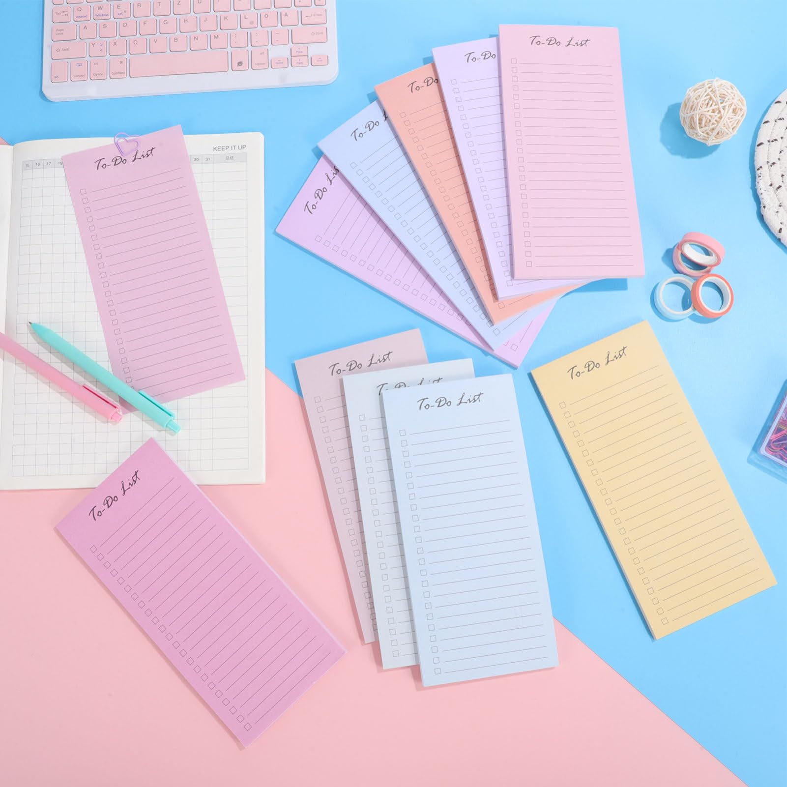 Planner Book Blocco Note per Attività Giornaliere, Carta Adesiva, Organizzazione a Colori, 10 Blocchi da 50 Pagine, per Lavoro e Scuola