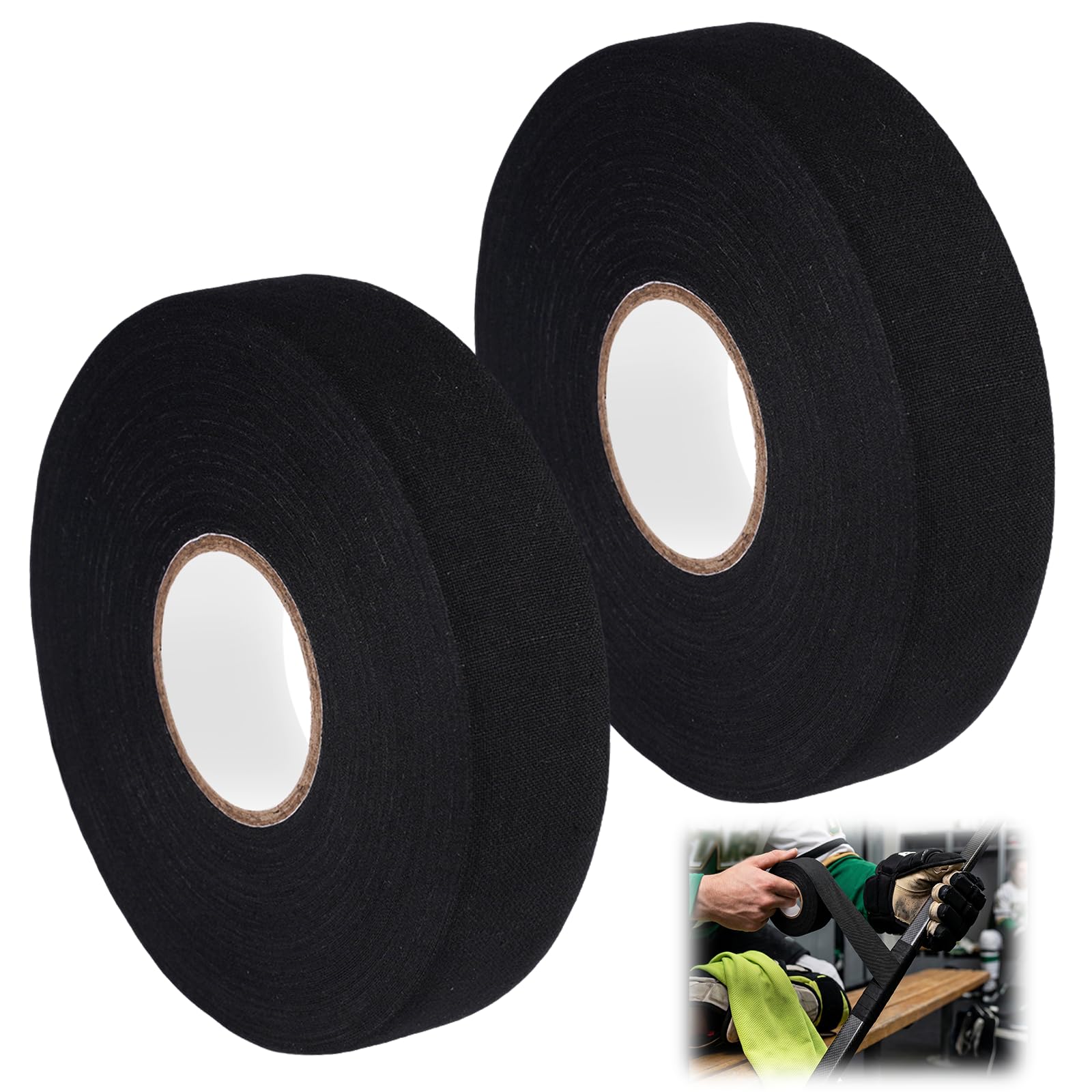 2 Rouleaux Ruban de Bâton de Hockey, 25m x 25mm Ruban de Hockey Adhésif, Antidérapant, pour Tennis, Badminton, Golf, Squash, Canne à Pêche, pour Équipement de Fitness, Musculation et Calisthenics